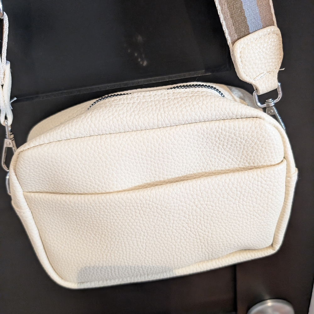 Cream Textured Crossbody Bag